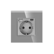 BingoElec Uticnica sa staklenim panelom i USB-A/USB-C prikljuccima 20 W, Siva