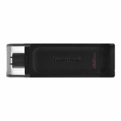 USB-C ključ Kingston Data Traveler 70 z 32 GB pomnilnika za shranjevanje dokumentov, glasbe, video posnetkov in drugih datotek