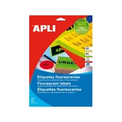 APLI körcímke, premer 60 mm, neon rumena, 240 etiket/paket