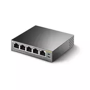 Switch Gigabit 5x RJ45 10/100/1000Mbps (4x PoE port) 56W PoE napajanje metalno kuciste (TL-SG1005P)