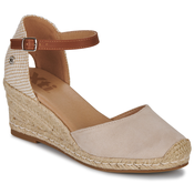Xti za ženske. 14074608-BEIGE Rjave usnjene espadrile 140746 (39), Rjava, 5 do 8 cm, Semiš, Zaponka, Priložnostno