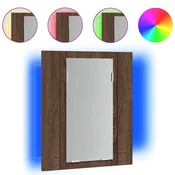 Vidaxl LED kopalniška omarica z ogledalom rjavi hrast 40x12x45 cm