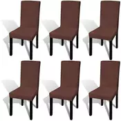 Ravna rastezljiva navlaka za stolice 6 kom smeda boja