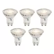 Komplet 5 GU10 50mm zatemnitvenih LED žarnic v Kelvinih prozornih 4,9W 400 lm 2200-3000K