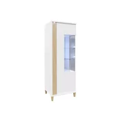 Vitrina RRC10, Boja: Bijela + sjajni bijeli + drvo