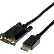 ROLINE Roline DisplayPort/VGA adapterski kabel DisplayPort vtič\, VGA 15-polni vtič 3.00 m črna 11.04.5973 DisplayPort kabel, (20415298)