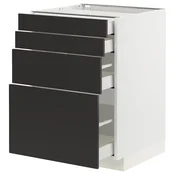 METOD / MAXIMERA Podni element 4 fronta/4 fioke, bela/Nickebo boja antracita, mat, 60x60 cm