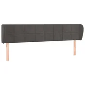 Vidaxl Vzglavje z ušesi temno sivo 183x23x78/88 cm žamet