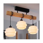 Brilagi - Plafonski luster WOOD GLASS 3xE27/60W/230V borovina/crna/bela