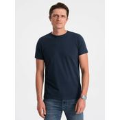 OMBRE Moška bombažna majica Classic BASIC V2 OM-TSBS-0146 temno modra MDN124273 L