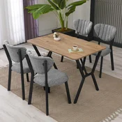 HANAH HOME Set Trpezarijski sto i 4 stolice Elma Grey Walnut