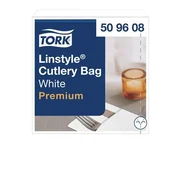 Servirni prtički, industrijsko kompostabilni, 1-slojni, 39x39 cm, Premium, TORK LinStyle, beli