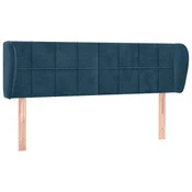 Vidaxl Vzglavje z ušesi temno modro 147x23x78/88 cm žamet