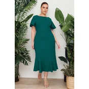 Trendyol Curve Dark Green Finike Woven Plus Size Dress