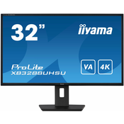 IIYAMA Monitor LED XB3288UHSU-B5 32 VA panel with 4K resolution 3840 x 2160 @60Hz 300 cd/m2 3000:1 3ms HDMI DP USB height, swivel, tilt