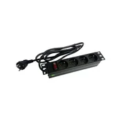 10-palčni razdelilnik PDU za montažo v rack, 4 x vtičnica CEE 7/5, vtič CEE 7/7