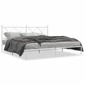 shumee vidaXL Kovinski posteljni okvir z vzglavjem bel 183x213 cm