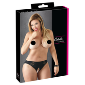 Cottelli Plus Size - Krajkový otevřený spodní díl (černý)