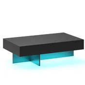 Northix LED klubska mizica s 3 predali visok sijaj črna 120 cm