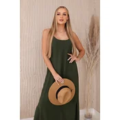 Womens Strappy Maxi Dress - Khaki