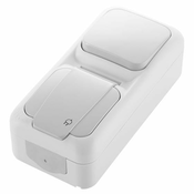 Panasonic Stikalo enojno + schuko vtičnica PALMIYE nadometno vertikalno IP54 belo