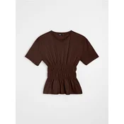 Sinsay - Pamucna bluza sa naborima - braon
