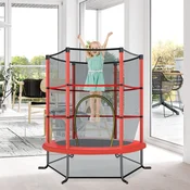 Costway Vrtna trampolin O140 cm z varnostno mrežo rdeča