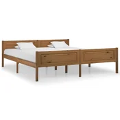 Vidaxl Posteljni okvir iz trdne borovine medeno rjav 180x200 cm