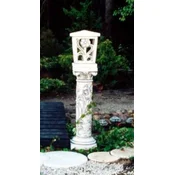 Casa Padrino Baroque Garden Stone Lantern with Pillar White 34 x 34 x H. 148 cm - Garden & Terrace Stone Lamp - Garden & Terrace Lighting Baroque Style - Baroque Outdoor Lighting - Baroque Furniture