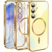 Overboard Ovitek za Samsung Galaxy A55 5G, Electro MagSafe, zlat + zaščitno steklo za zaslon