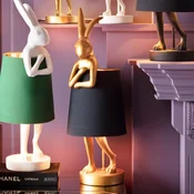 Kare namizna svetilka Animal Rabbit, zlata/črna, 50 cm, E14 - Dnevna soba/jedilnica - Dizajn - zlato, črno - Tkanine/tekstil