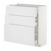 METOD / MAXIMERA Podni element s 3 fioke, bela/Stensund bela, 80x37 cm