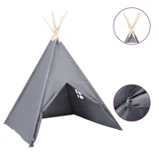 Vidaxl Otroški tipi šotor z vrečo peach skin siv 120x120x150 cm