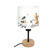 Brilagi - Namizna svetilka BOBO WOOD 1xE27/25W/230V hrast/črna/bela/živalski motiv