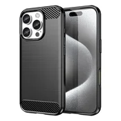 HURTEL SILIKONSKI KARBONSKI OVITEK ZA IPHONE 16 PRO MAX, OVITEK ČRN, (21897355)