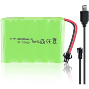 6V Ni-Mh 2400mAh akumulatorska baterija za daljinski upravljalnik | Vključno s kablom USB | Dolga življenjska doba več kot 18 min, zelena