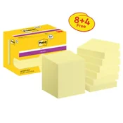 Samolepilni listek Post-it, močan, 47,6 mm x 47,6 mm, 90 listov na listek, Canary, 12 listkov v paketu