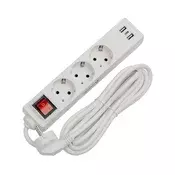 Produžni kabl sa prekidacem 3xuticnica+2xUSB-A+1xUSB-C 3m SCHUKO bela