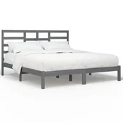 Vidaxl Posteljni okvir siv iz trdnega lesa 200x200 cm