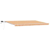 Vidaxl Vlečna tenda Rumena in oranžna 500 x 300 cm Tkanina in aluminij
