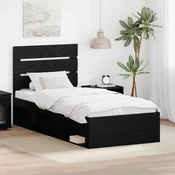 vidaXL vidaXL Konstrukcija postelje Črna 75 x 190 cm Masivno borovo les, (5000102781)