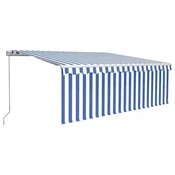Vidaxl Ročno zložljiva tenda s senčilom 4x3 m modra in bela