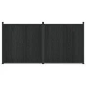 Panel ograde 2 pcs WPC i aluminij Crna