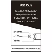 NPA65-190-3420 (AS14) ** Gembird punjac za laptop 65W-19V-3.42A, 4.0x1.35mm black (655)
