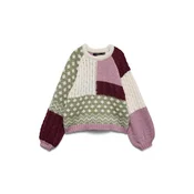 VERO MODA Pulover VMKRISTIN bež/zelena/orhideja/jagoda