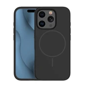Mat Liquid silikonski ovitek s sivim MagSafe za iPhone 16 Pro - črn