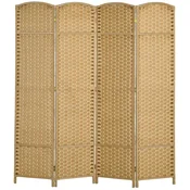 Homestar Prostorilni razdelilnik 4-panelni zložljiv 160x16x170 cm naravni