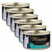 Konzerva mačje hrane Miamor Filet, tuna in riž, 6x100 g