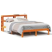 Vidaxl Posteljni okvir brez vzmetnice voščeno rjav 120x190 cm borovina