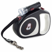 Avtomatski pasji povodec 5m 15kg + LED svetilka